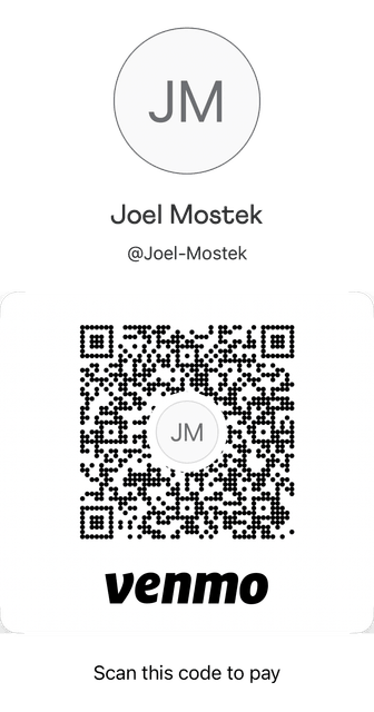 Venmo QR code for @Joel-Mostek